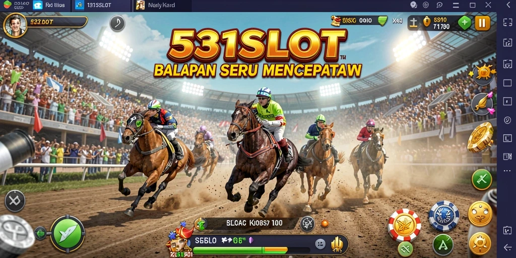Screenshot gameplay <strong>531SLOT</strong> menampilkan aksi balapan yang intens dan mendebarkan.