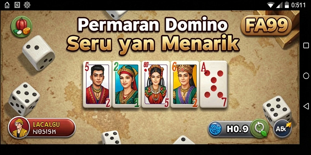 Tampilan gameplay seru dari FA99 dengan suasana Domino yang menarik.