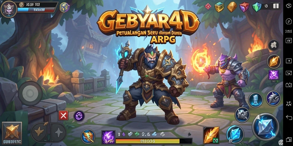 Gambar utama GEBYAR4D menampilkan aksi pertarungan epik dan petualangan seru.