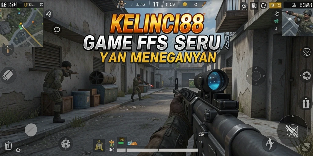 Tampilan gameplay menegangkan dari KELINCI88, menyajikan aksi FPS yang seru.