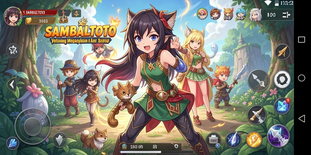 Screenshot gameplay SAMBALTOTO yang menampilkan petualangan karakter Anime.