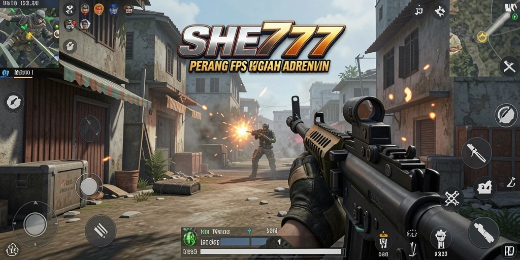 Tampilan gameplay SHE777 yang mendebarkan dengan aksi tembak menembak.