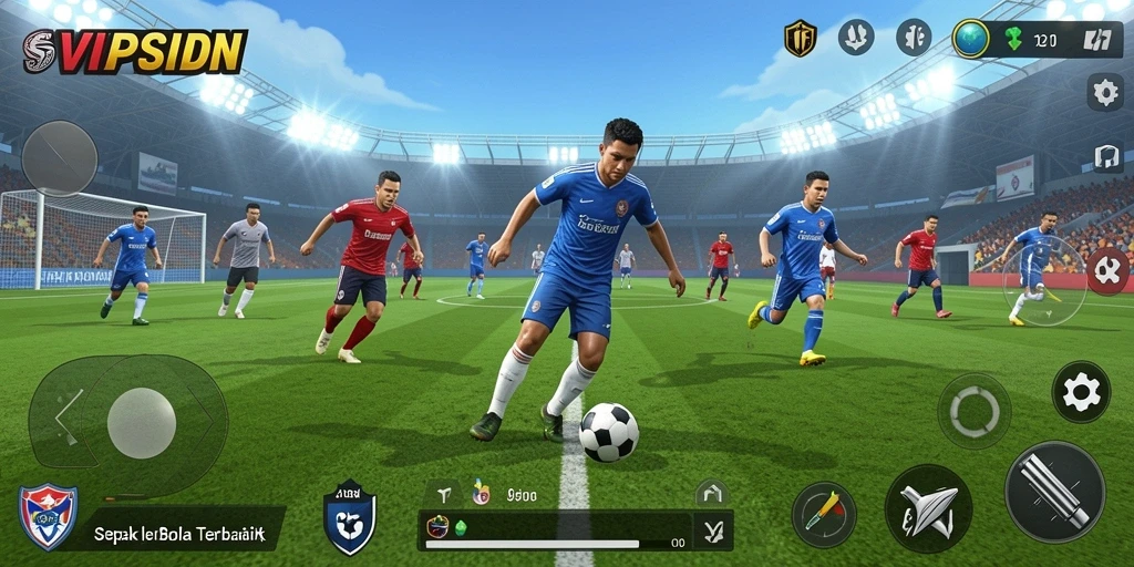 Tampilan gameplay SVIPSIDN dengan aksi sepak bola mendebarkan.